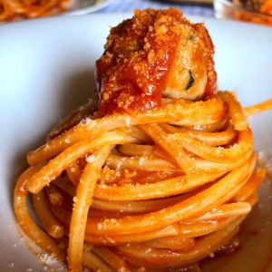 spaghetti con polpette